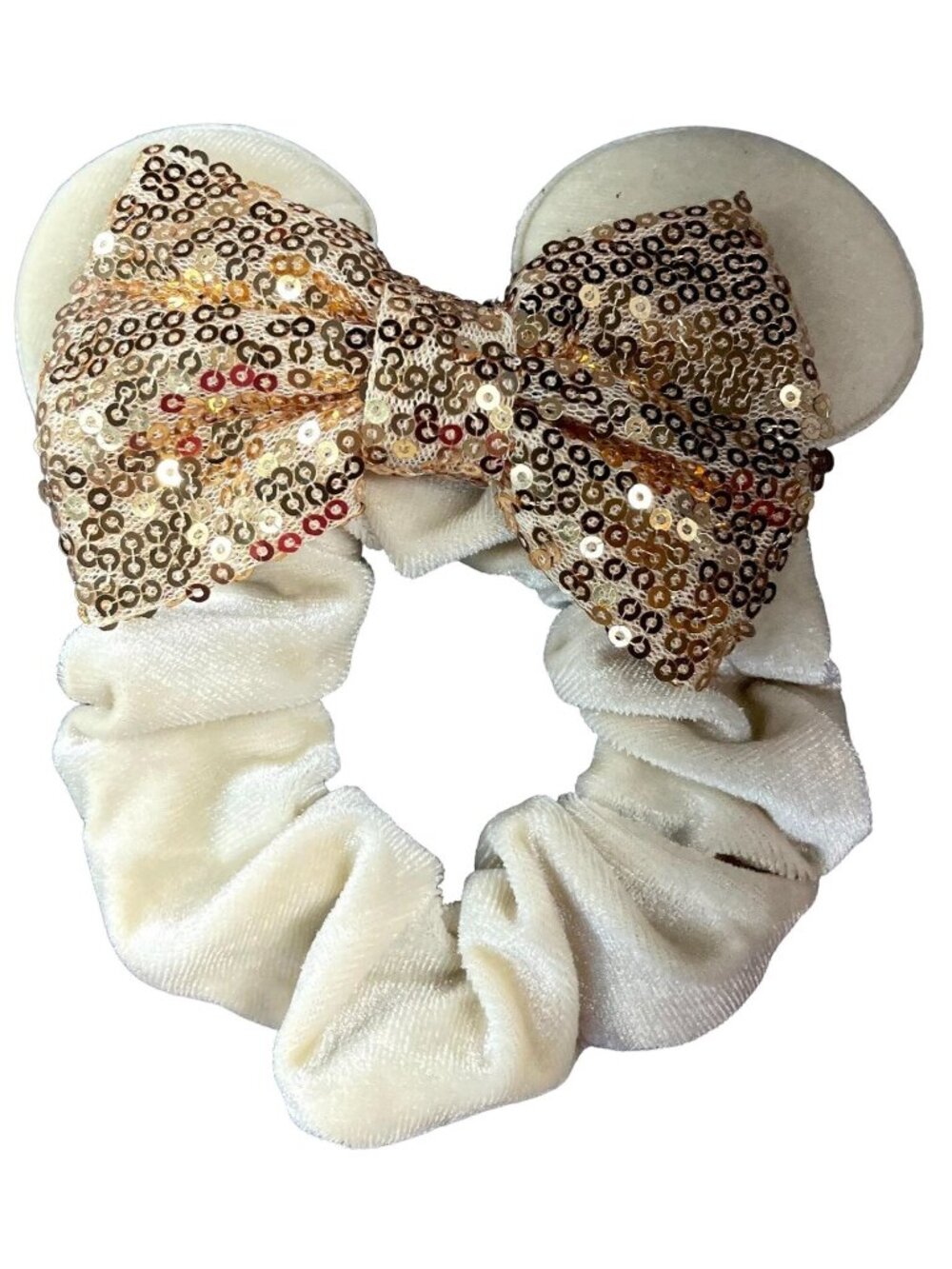 Minnie Mouse Ears Scrunchies Gold Sequins Hair Bow Hair Care Hair Accessories